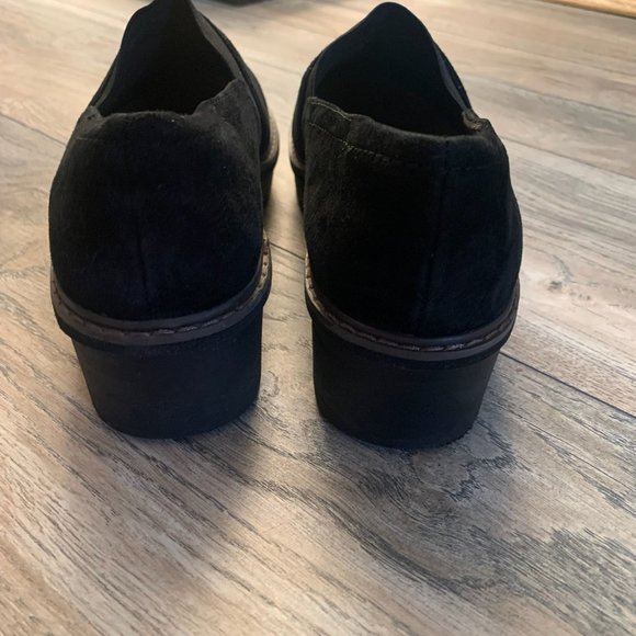 NEW CLARKS AIRABELL MID SLIP ON SUEDE LEATHER WEDGE SHOES BLACK 7.5M - Picture 8 of 14